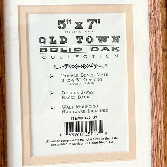 Vintage 90s Solid Oak Farmhouse Wood Picture Frames Original Glass 5x7, Set of 2 - Picture 4 of 16
